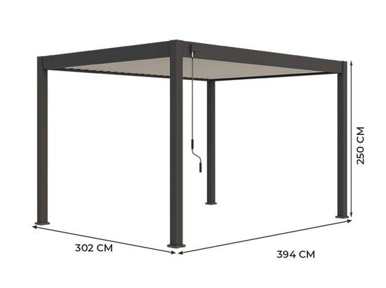 Pergola Bioclimatique Aluminium Autoportée 12m² - 3x4m Deux Stores - Anthracite - 25 Lames Inclinables 120 degrés - ECLIPSE - Image 3