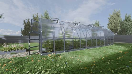 Serre de jardin polycarbonate 2,5 x 8 m (20 m²) 6 mm 4 volets automatiques - Klasika - Image 2