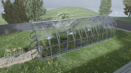 Serre de jardin polycarbonate 2,5 x 8 m (20 m²) 6 mm 4 volets automatiques - Klasika - Image 1