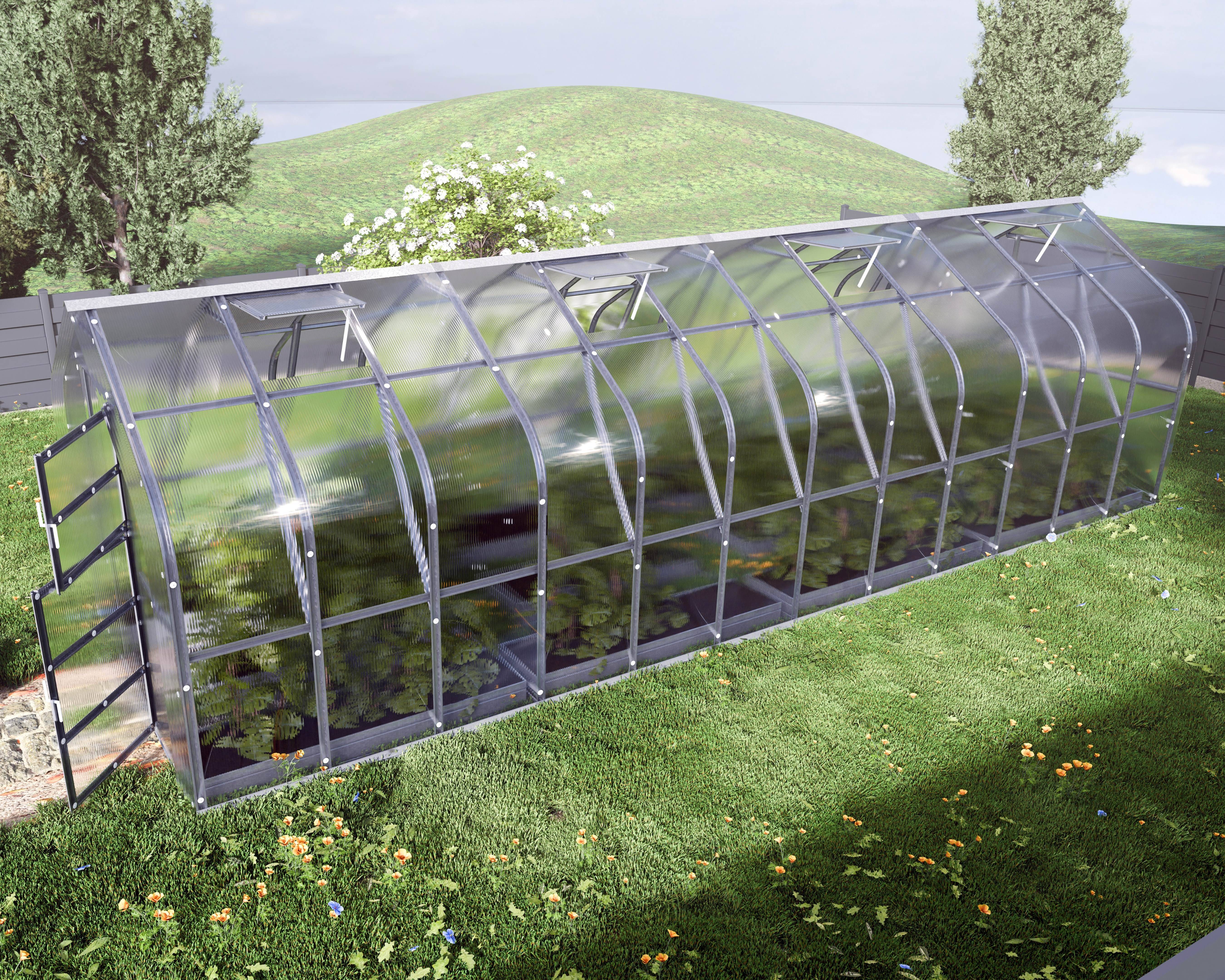 KLASIKA GREENHOUSES - Serre de jardin polycarbonate 2,5 x 8 m (20 m²) 6 mm 4 volets automatiques - Klasika - Image 2
