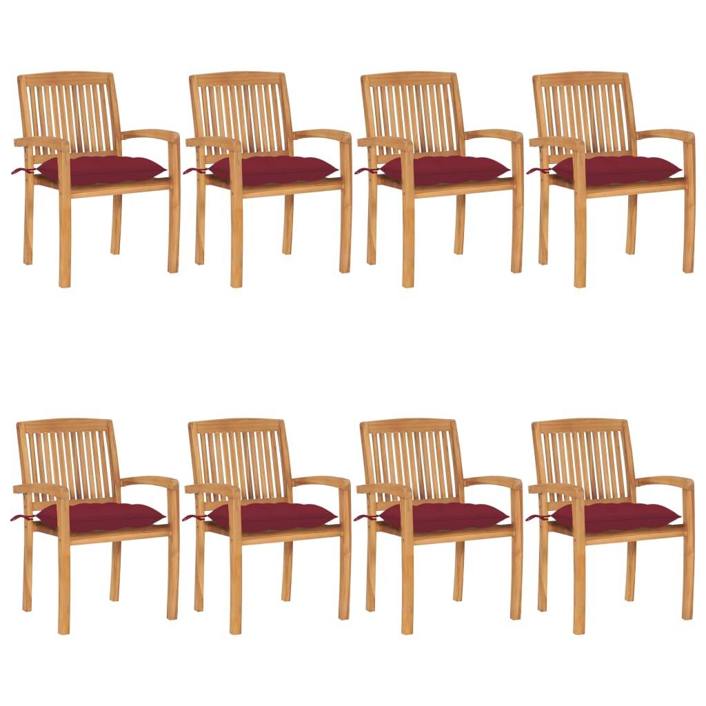 PANGIVO - Lot de 8 chaises de jardin teck rouge bordeaux 60 x 57.5 x 90 cm - PANGIVO - Image 1