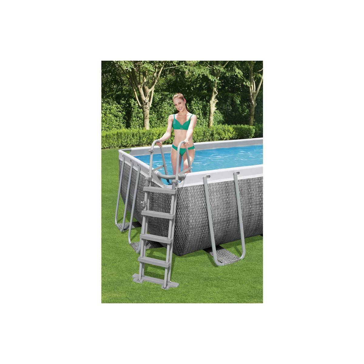 Bestway - Piscine tubulaire 549 x 274 x 122 cm BESTWAY hors sol rectangulaire Power Steel™ effet rotin - Imagen 4