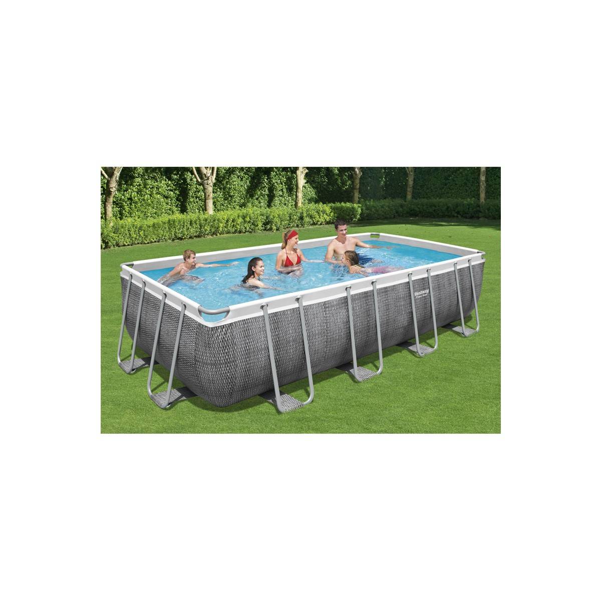 Bestway - Piscine tubulaire 549 x 274 x 122 cm BESTWAY hors sol rectangulaire Power Steel™ effet rotin - Imagen 2