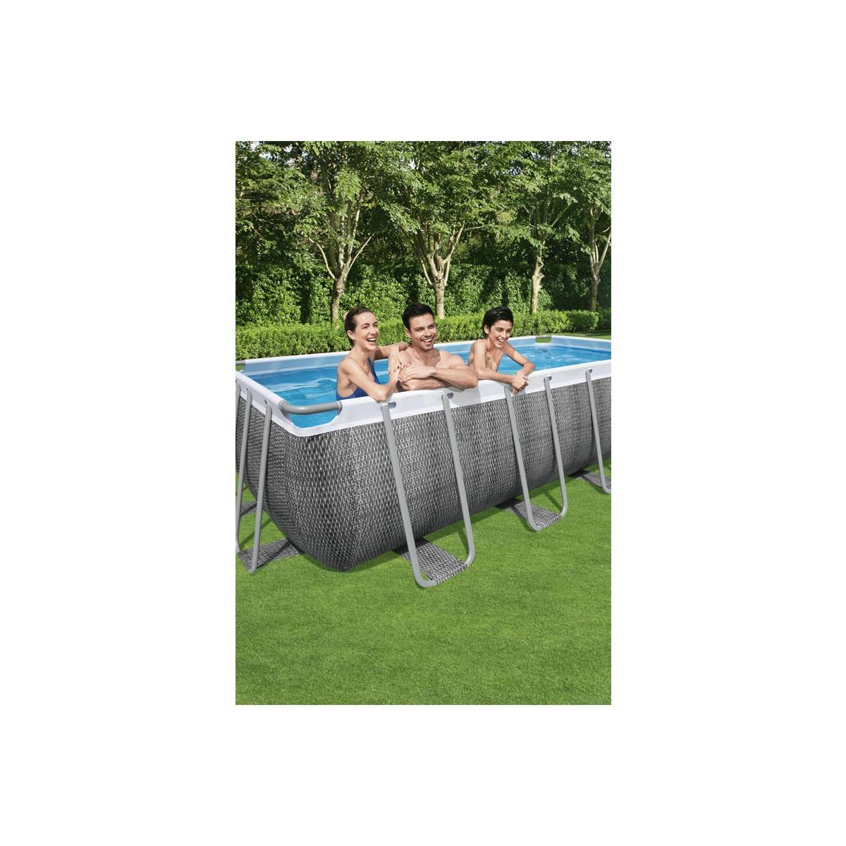 Bestway - Piscine tubulaire 549 x 274 x 122 cm BESTWAY hors sol rectangulaire Power Steel™ effet rotin - Imagen 3