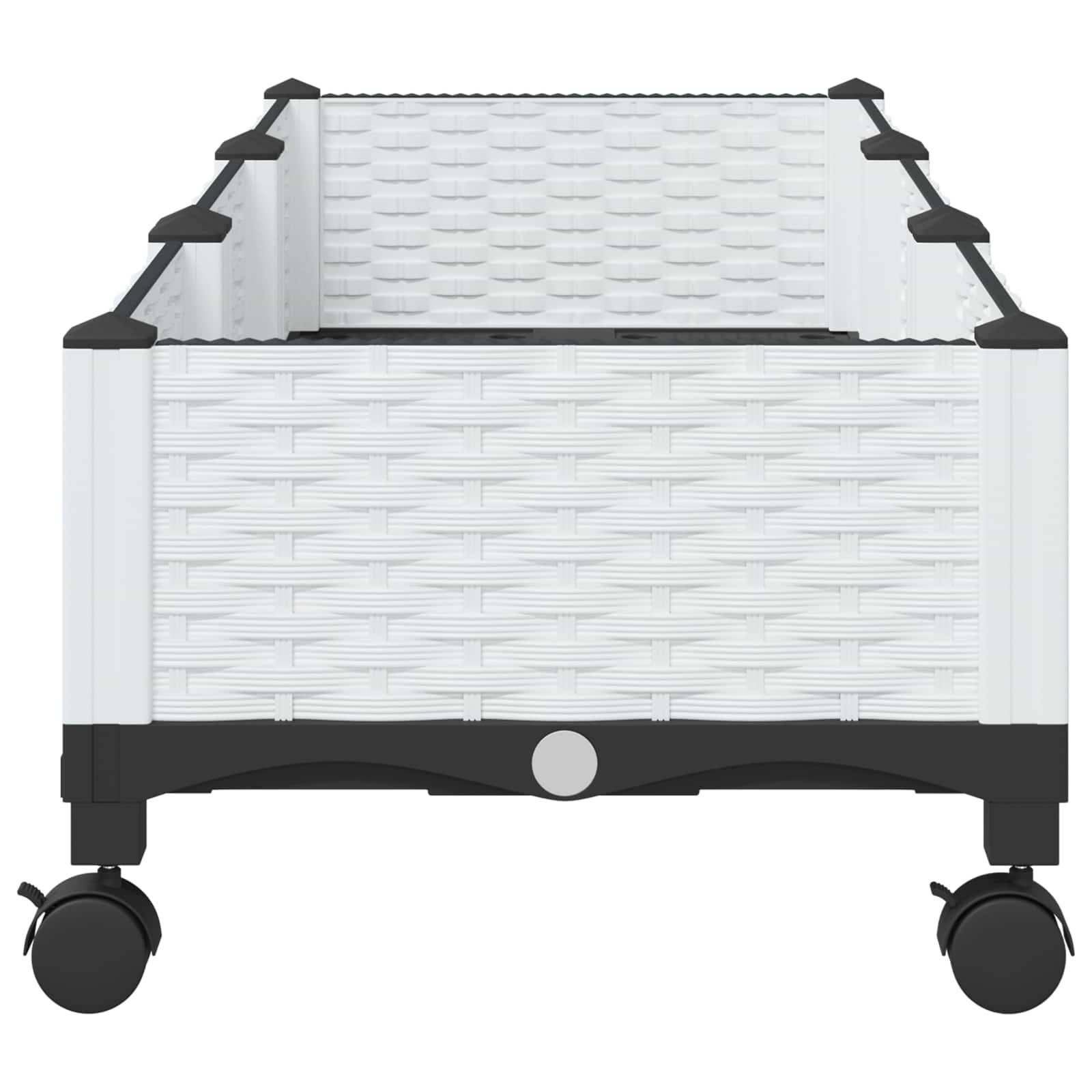ComfortXL - Bac plante rectangulaire roulettes terrasse extérieur drainage 120x40x33cm blanc - ComfortXL Outdoor Living - Image 4