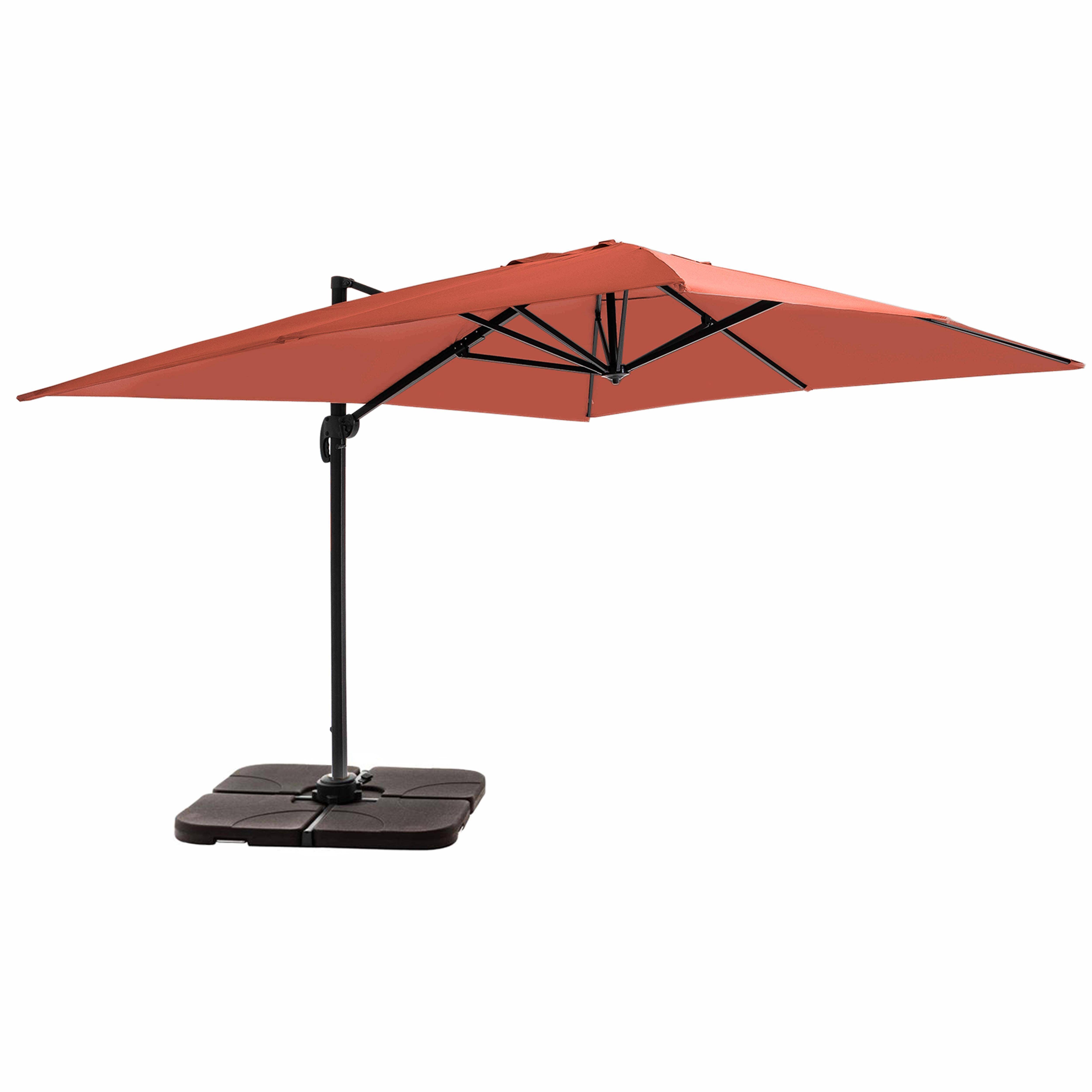 Oviala - Parasol déporté 4x3 m inclinable + 4 dalles à lester terracotta Caserta - Oviala