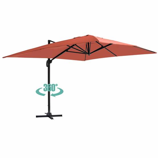 Oviala - Parasol déporté 4x3 m inclinable + 4 dalles à lester terracotta Caserta - Oviala - Image 3