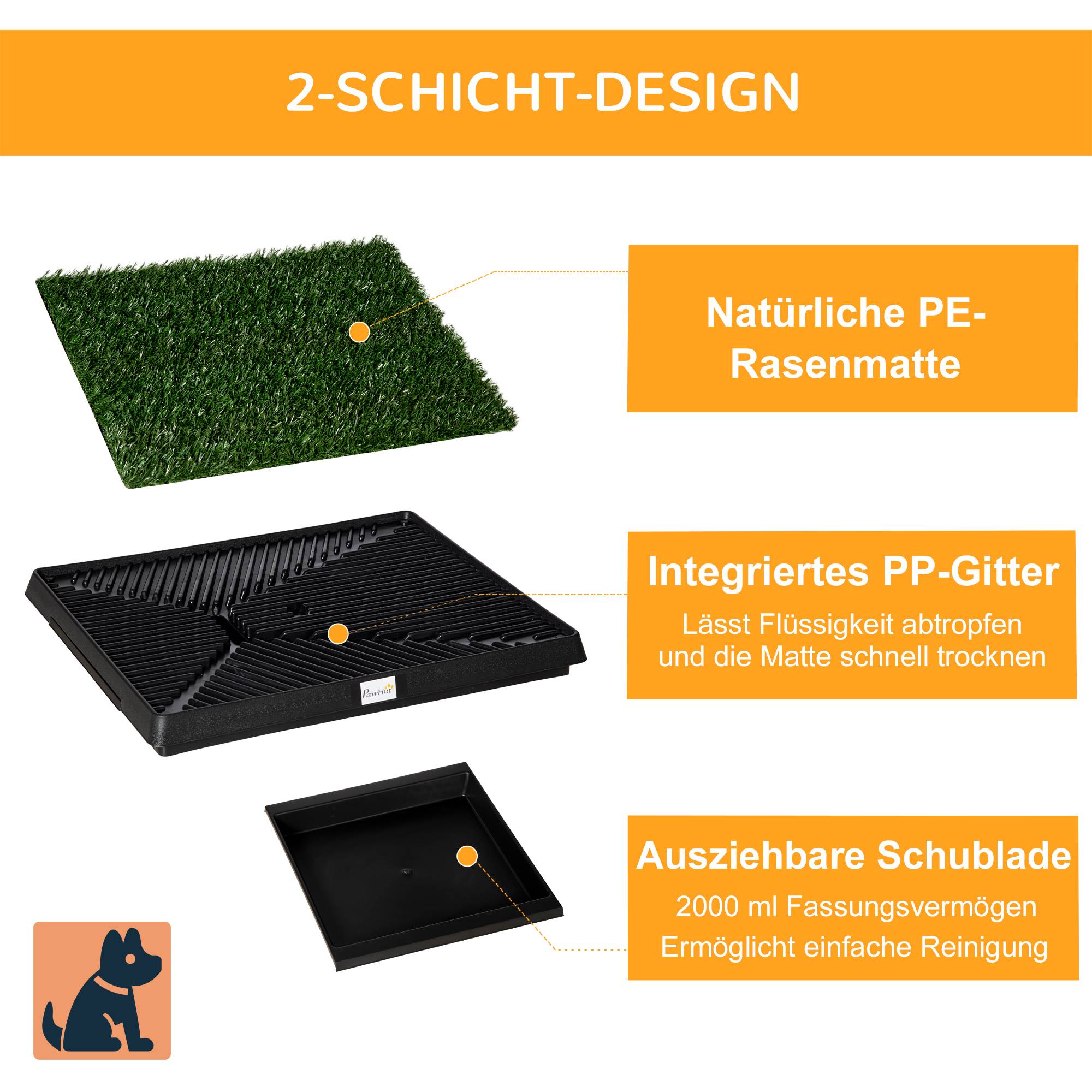 Toilettes pour chien en gazon artificiel, pour appartement balcon,63x51x6cm - Image 8