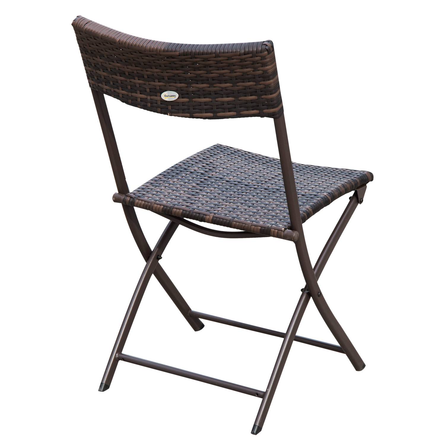Outsunny - Ensemble salon de jardin 2 places table ronde pliable plateau verre trempé chaises pliantes résine tressée chocolat - Outsunny - Imagen 7
