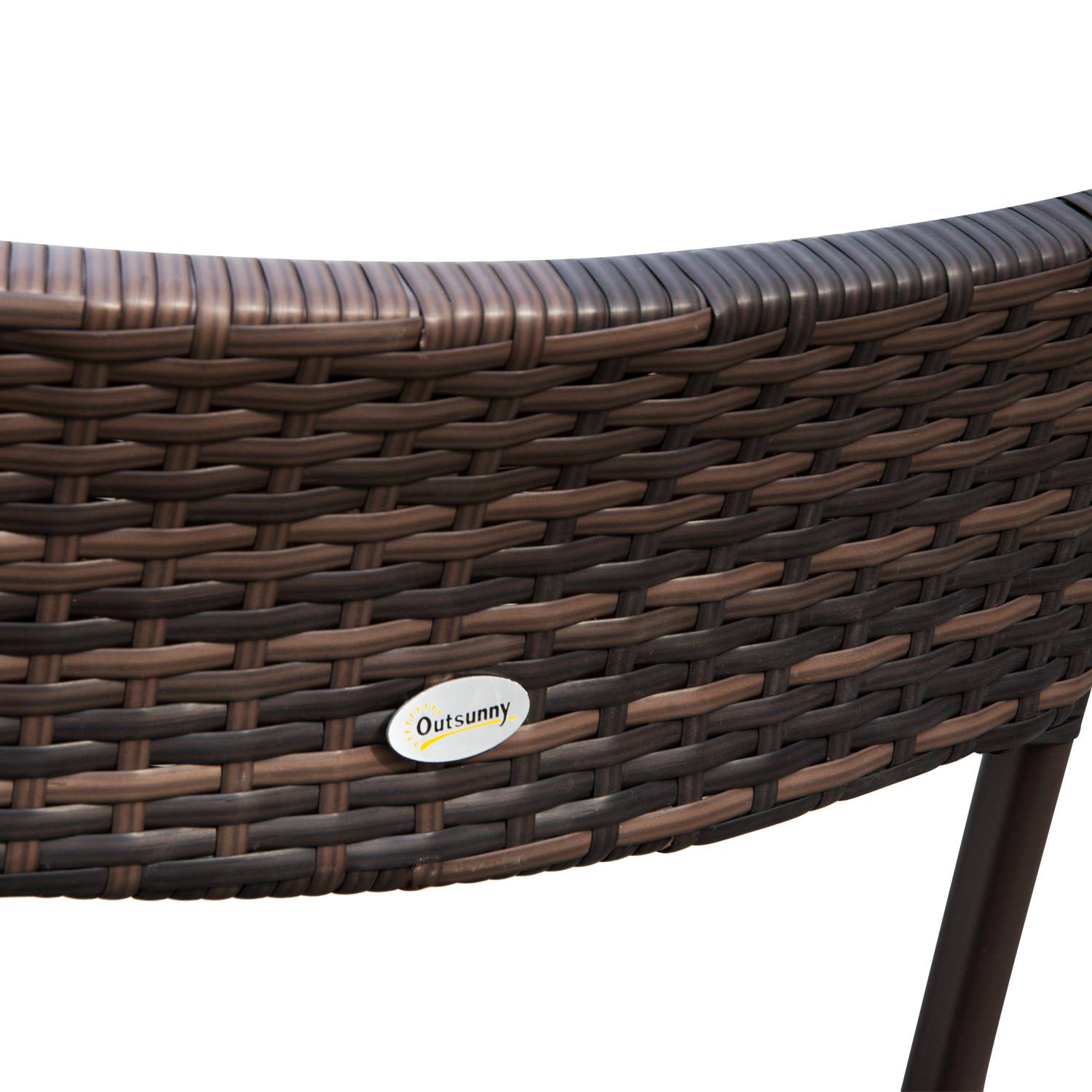 Outsunny - Ensemble salon de jardin 2 places table ronde pliable plateau verre trempé chaises pliantes résine tressée chocolat - Outsunny - Imagen 9