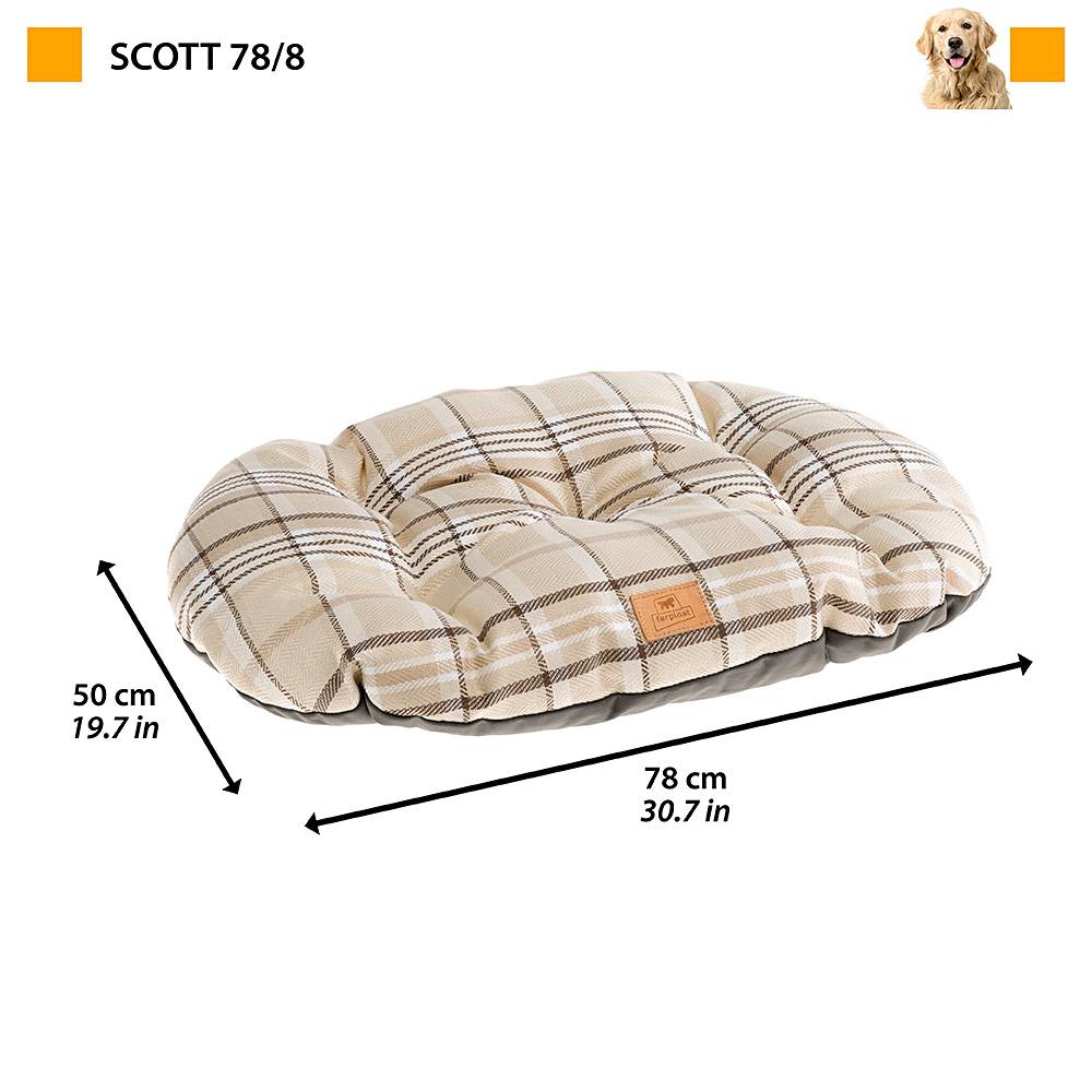 Ferplast - Coussin rembourré pour chiens et chats SCOTT 78/8, double-face, écossais, velours doux, lavable, Bleu - Imagen 2