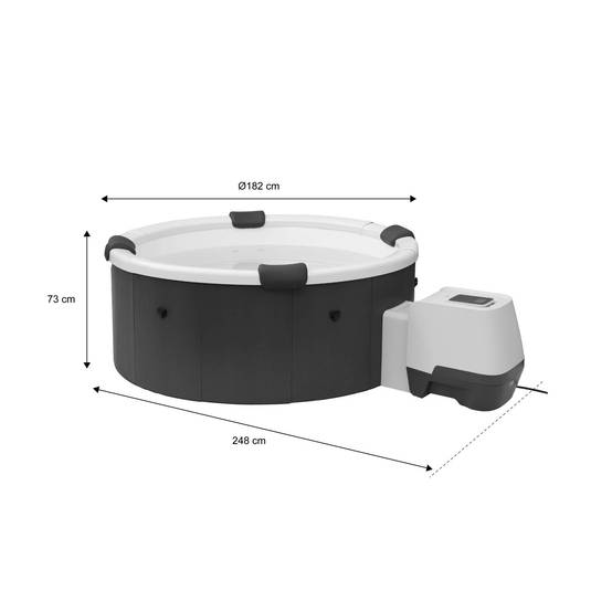 sweeek - Spa rigide 6 places 180cm rond hydromassage 4 coussins bâche + housse anthracite - Denver | sweeek - Image 4