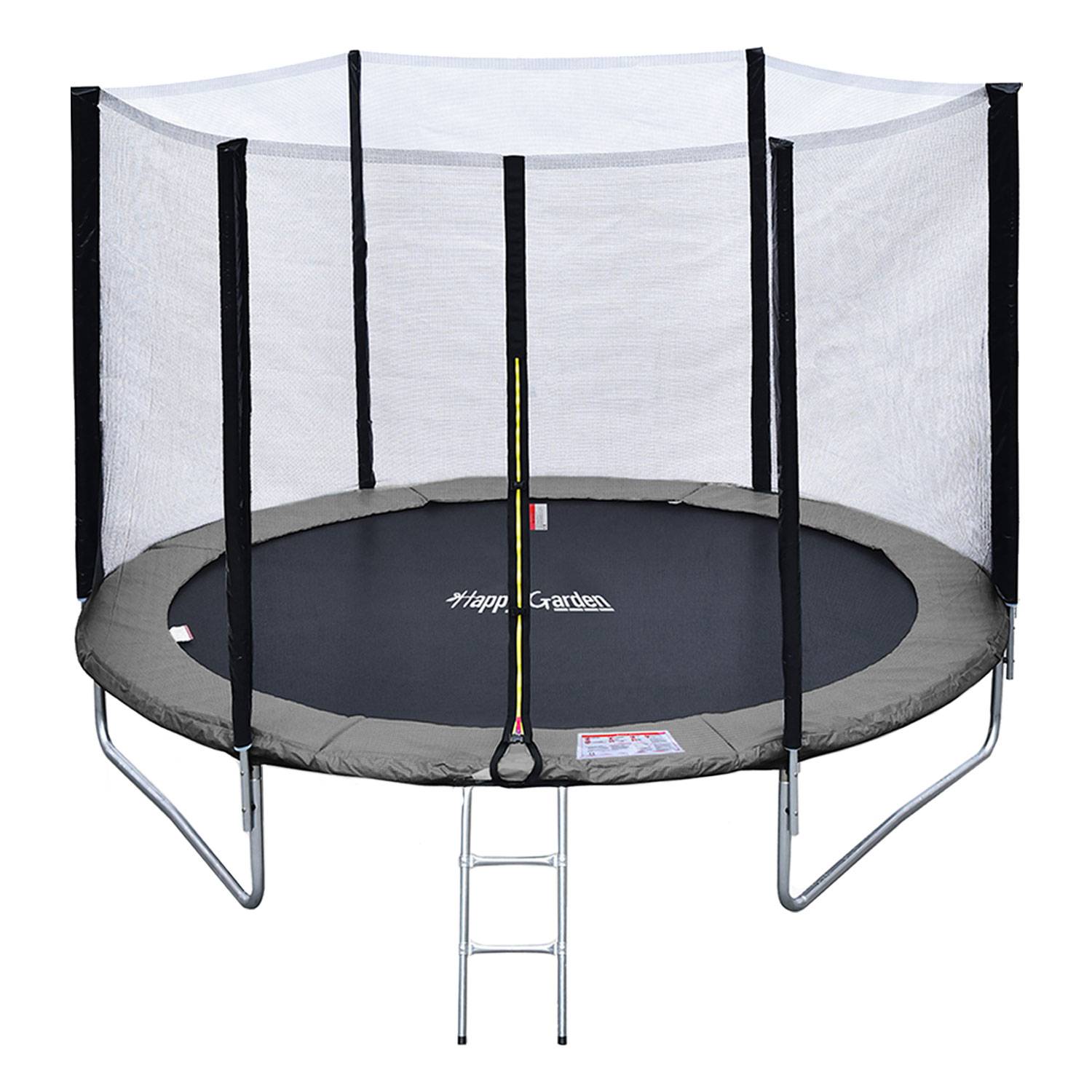 Pack Premium Trampoline 245cm réversible gris / rose CANBERRA + filet, échelle, bâche et kit d'ancrage - HAPPY GARDEN - Imagen 1