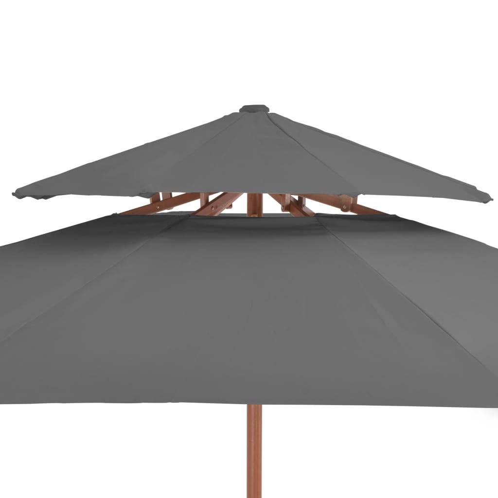 Helloshop26 - Parasol double avec mât en bois 270 cm anthracite - Imagen 5