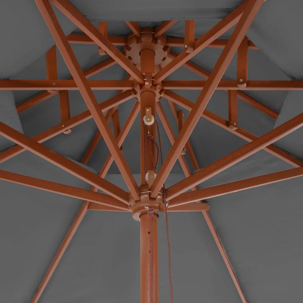 Helloshop26 - Parasol double avec mât en bois 270 cm anthracite - Imagen 6