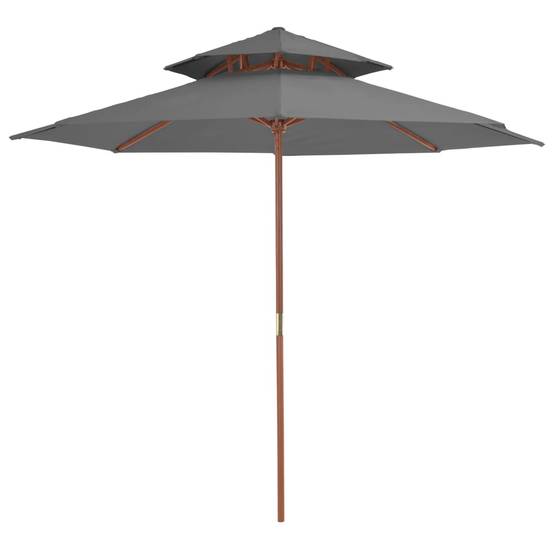 Helloshop26 - Parasol double avec mât en bois 270 cm anthracite - Imagen 1