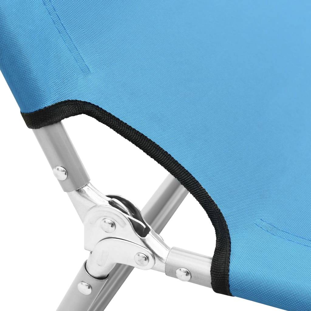 Bain de soleil pliable - Transat - Chaise longue acier et tissu bleu turquoise - MEUBLE PRO - Image 6