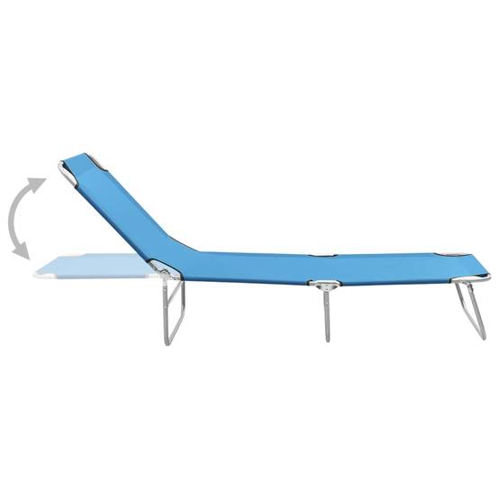 Bain de soleil pliable - Transat - Chaise longue acier et tissu bleu turquoise - MEUBLE PRO - Image 3