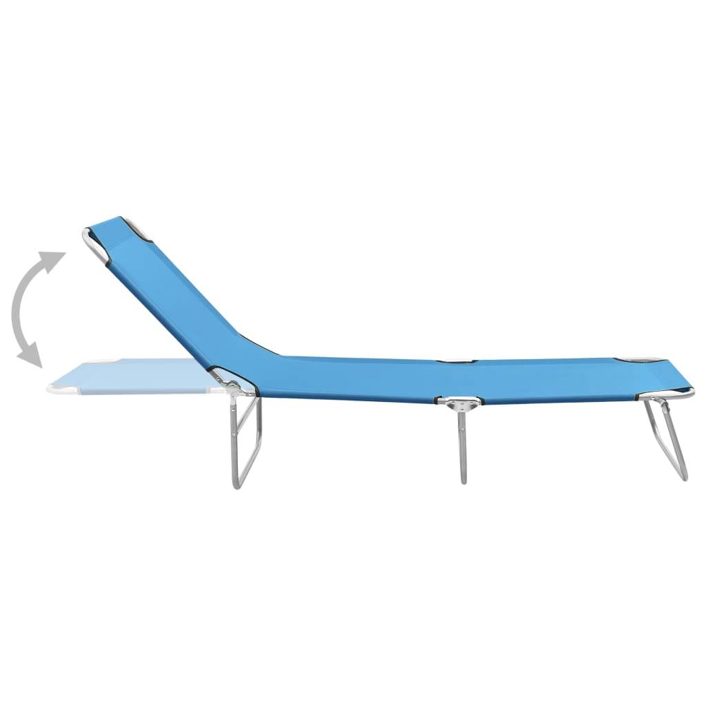 Bain de soleil pliable - Transat - Chaise longue acier et tissu bleu turquoise - MEUBLE PRO - Image 3