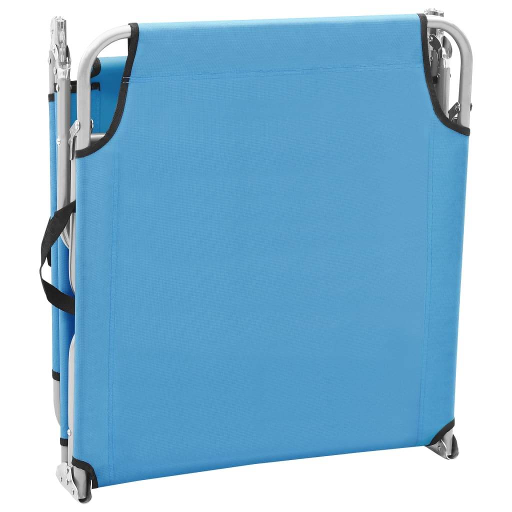 Bain de soleil pliable - Transat - Chaise longue acier et tissu bleu turquoise - MEUBLE PRO - Image 5
