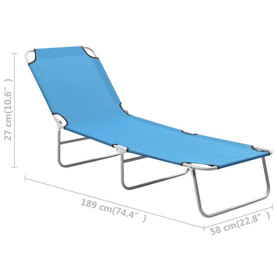 Bain de soleil pliable - Transat - Chaise longue acier et tissu bleu turquoise - MEUBLE PRO - Image 8
