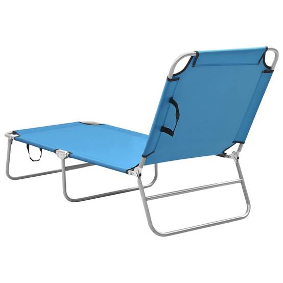 Bain de soleil pliable - Transat - Chaise longue acier et tissu bleu turquoise - MEUBLE PRO - Image 4