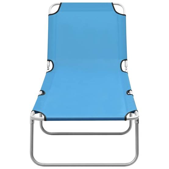 Bain de soleil pliable - Transat - Chaise longue acier et tissu bleu turquoise - MEUBLE PRO - Image 1