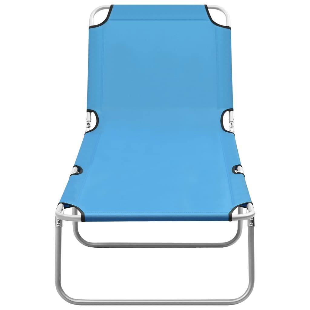 Bain de soleil pliable - Transat - Chaise longue acier et tissu bleu turquoise - MEUBLE PRO - Image 1