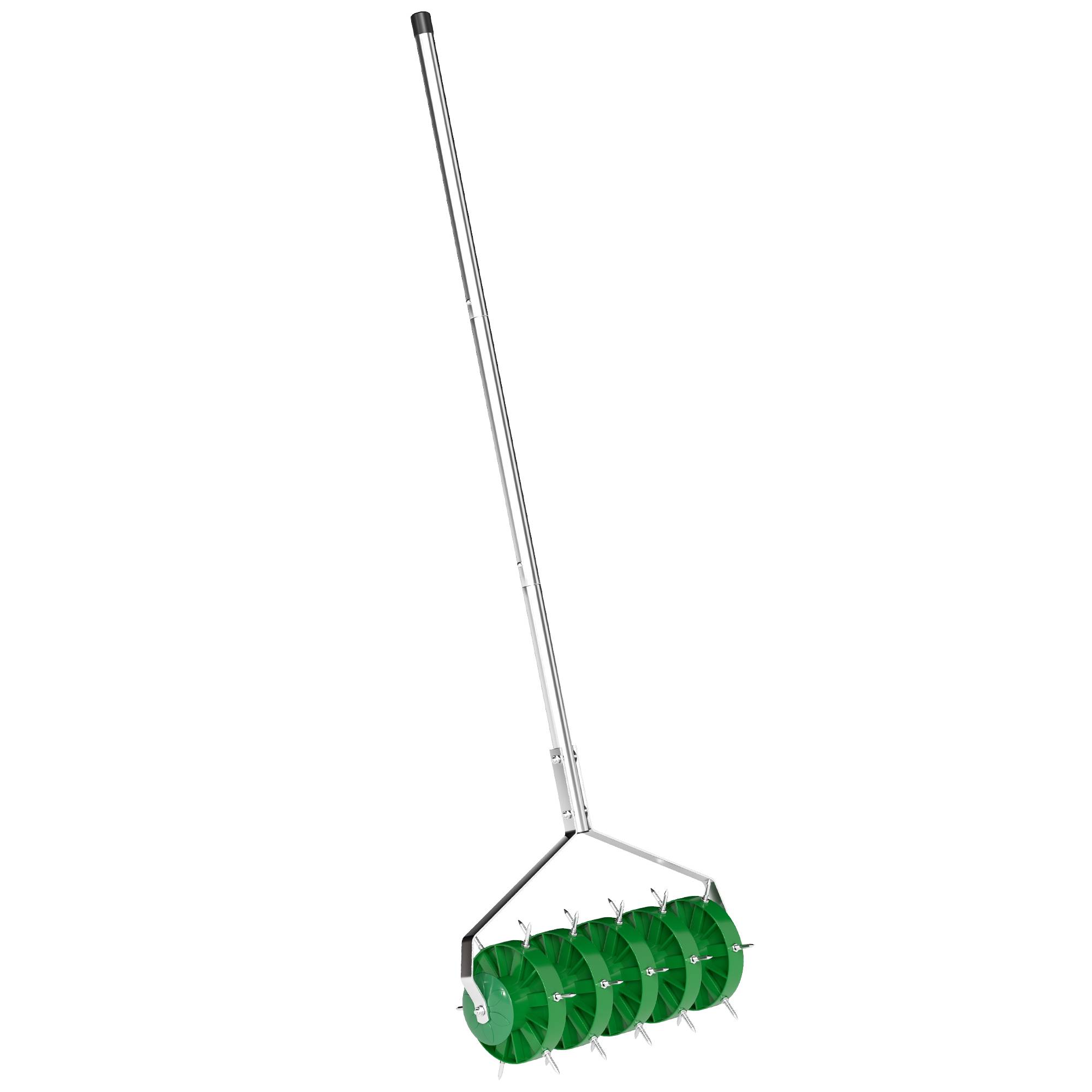 ComfortXL - Aérateur de pelouse manuel acier 45 cm vert foncé pour jardin rouleau 30 pointes amélioration du sol - Image 10