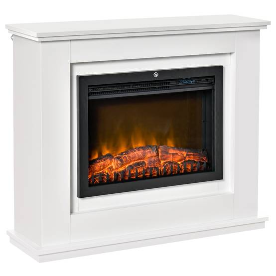 Cheminée électrique Grande Taille 2000 W Effet Flammes LED minuterie température luminosité réglables télécommande fournie Blanc - Image 1