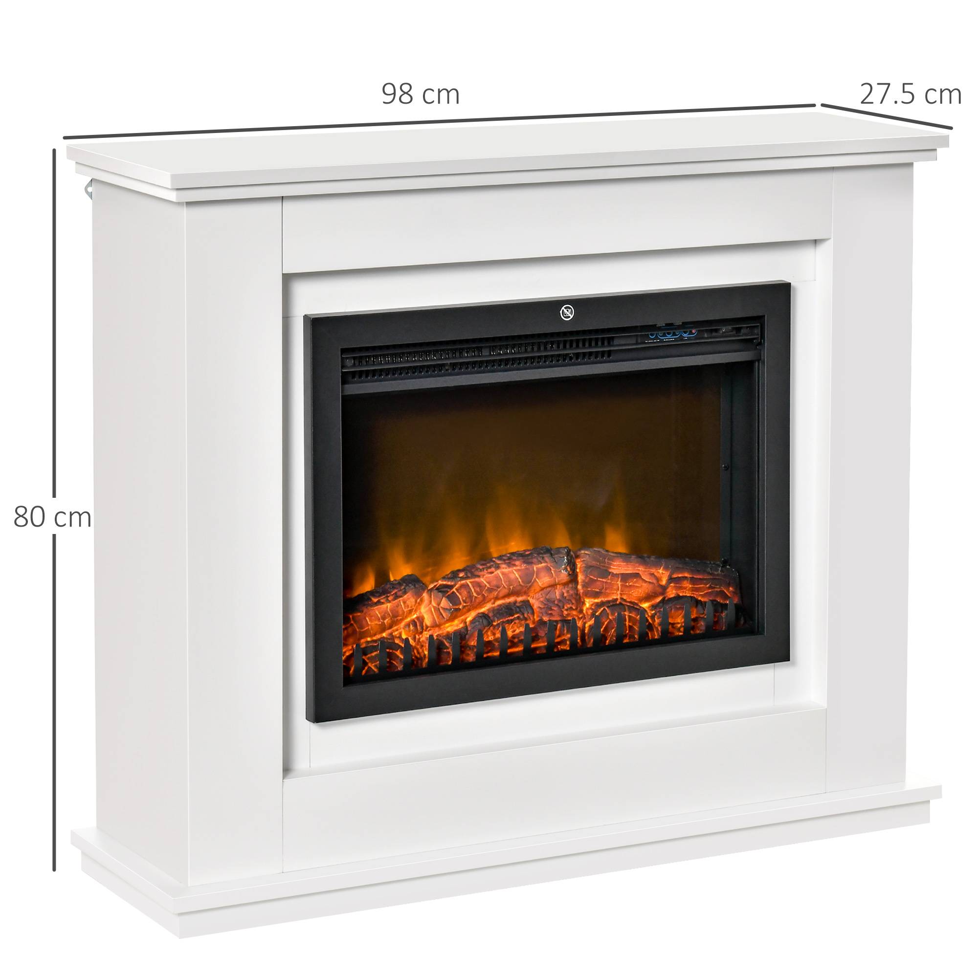 Cheminée électrique Grande Taille 2000 W Effet Flammes LED minuterie température luminosité réglables télécommande fournie Blanc - Image 5