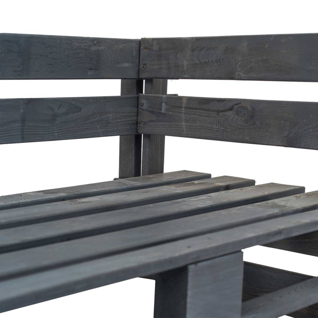 Helloshop26 - Banc de jardin meuble de patio d'extérieur terrasse d'angle 110 x 65 x 55 cm palette de jardin bois gris - Imagen 3
