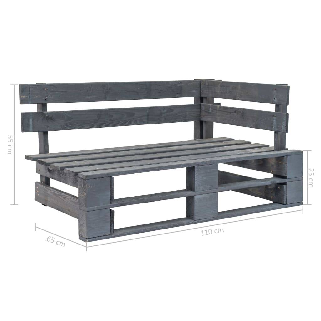 Helloshop26 - Banc de jardin meuble de patio d'extérieur terrasse d'angle 110 x 65 x 55 cm palette de jardin bois gris - Imagen 5