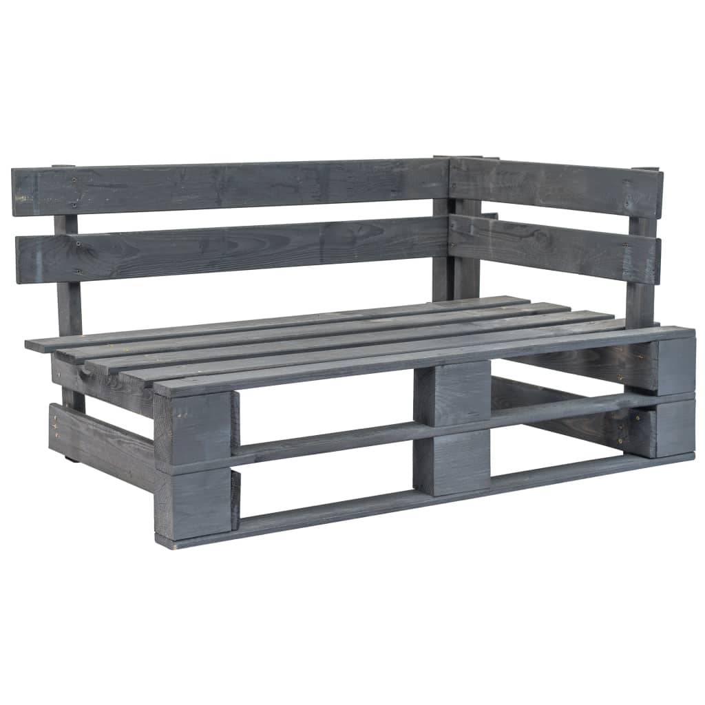 Helloshop26 - Banc de jardin meuble de patio d'extérieur terrasse d'angle 110 x 65 x 55 cm palette de jardin bois gris - Imagen 1