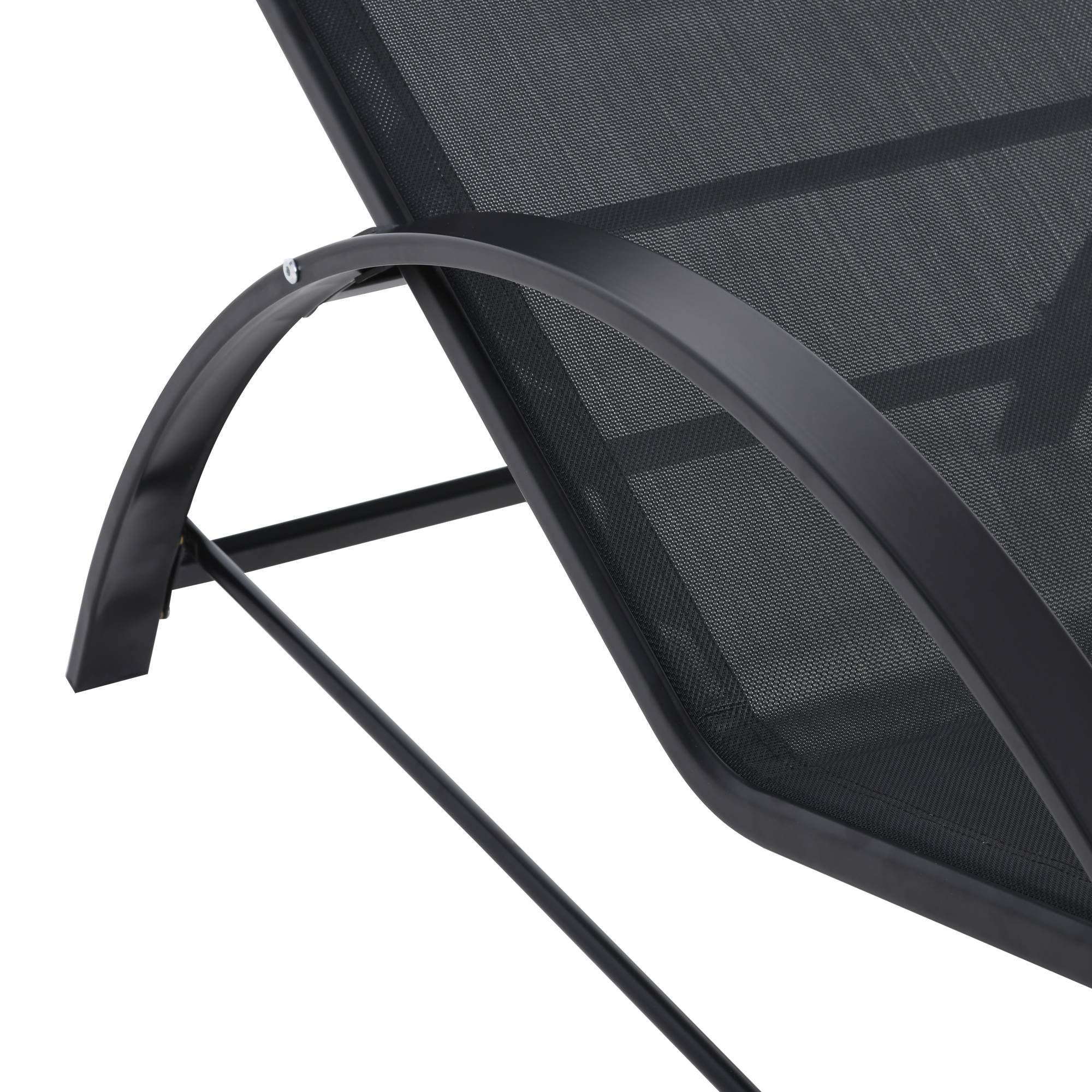 Outsunny - Lot de 2 bains de soleil design contemporain table basse plateau verre trempé métal époxy textilène noir - Outsunny - Imagen 6