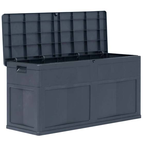 Boîte de Rangement Plastique Aspect Bois Verrouillable pour Jardin Terrasse 320L Noir 119x46x60 cm – ComfortXL Outdoor Living - Image 4
