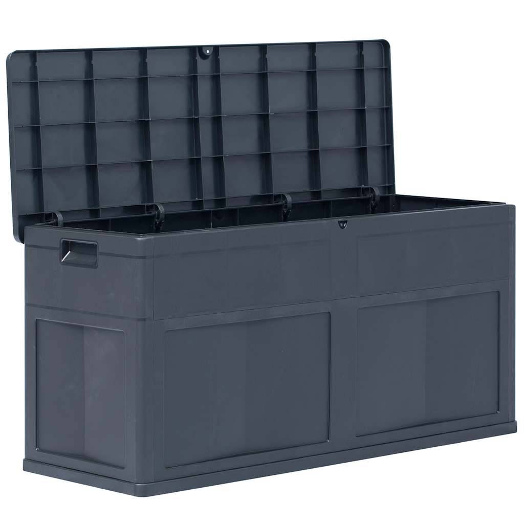 Boîte de Rangement Plastique Aspect Bois Verrouillable pour Jardin Terrasse 320L Noir 119x46x60 cm – ComfortXL Outdoor Living - Image 4