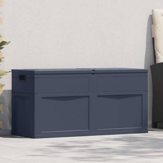 Boîte de Rangement Plastique Aspect Bois Verrouillable pour Jardin Terrasse 320L Noir 119x46x60 cm – ComfortXL Outdoor Living - Image 2
