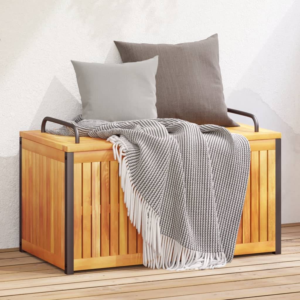 Boîte à Coussins en Bois d'Acacia Massif Rangement Extérieur pour Jardin Terrasse 85x45x53 cm – ComfortXL Outdoor Living - Image 1