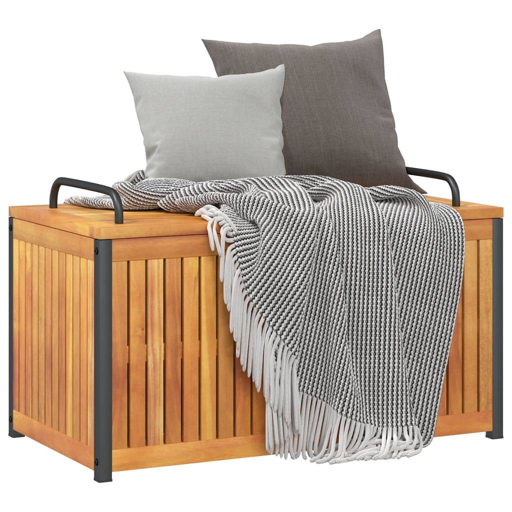 Boîte à Coussins en Bois d'Acacia Massif Rangement Extérieur pour Jardin Terrasse 85x45x53 cm – ComfortXL Outdoor Living - Image 4
