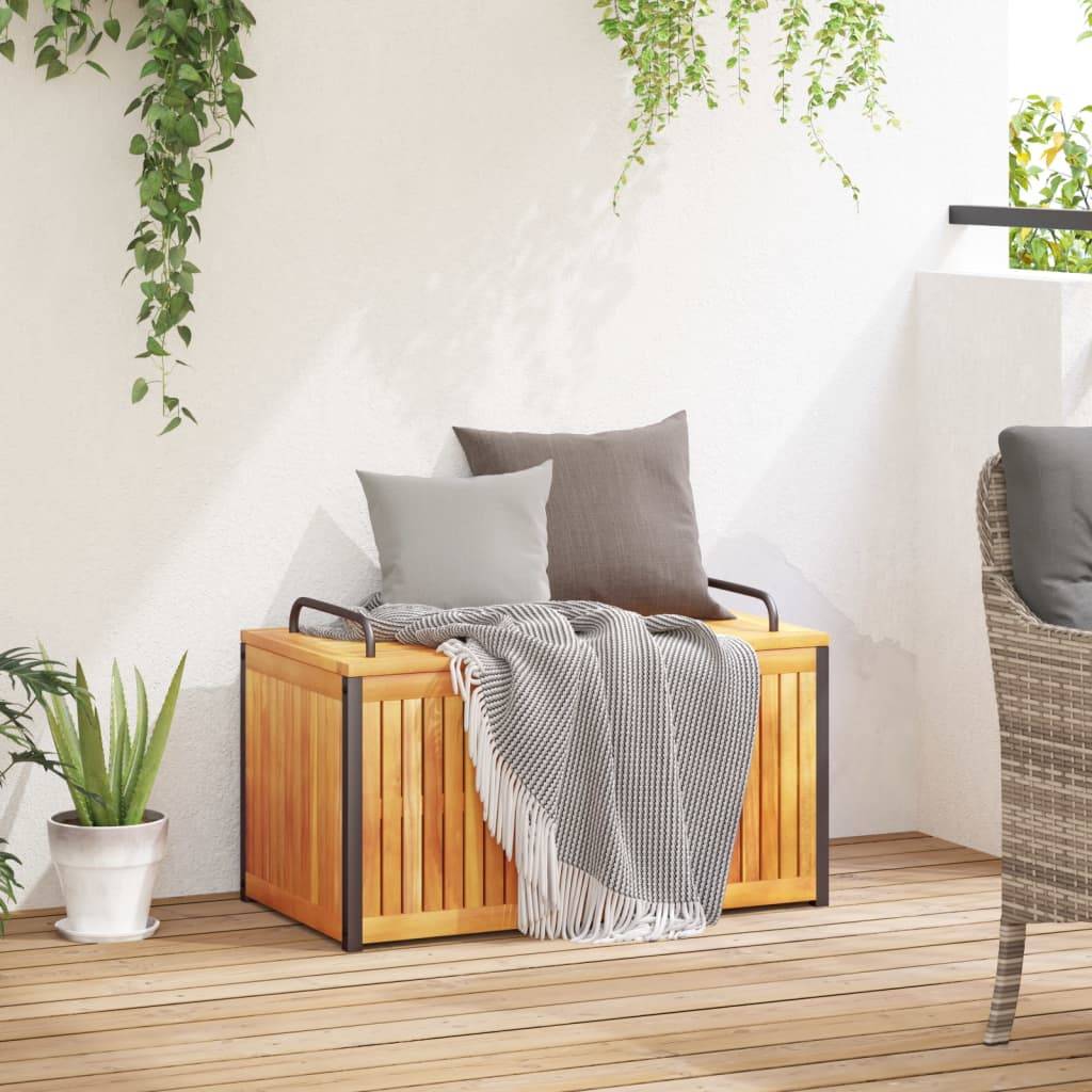 Boîte à Coussins en Bois d'Acacia Massif Rangement Extérieur pour Jardin Terrasse 85x45x53 cm – ComfortXL Outdoor Living - Image 3