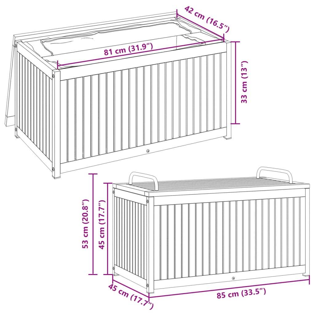Boîte à Coussins en Bois d'Acacia Massif Rangement Extérieur pour Jardin Terrasse 85x45x53 cm – ComfortXL Outdoor Living - Image 10