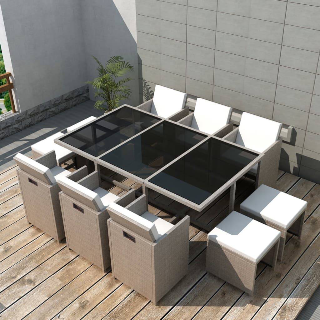Vidaxl - Ensemble à manger d’extérieur et coussins 11 pcs Résine tressée vidaXL 42557 - Imagen 1