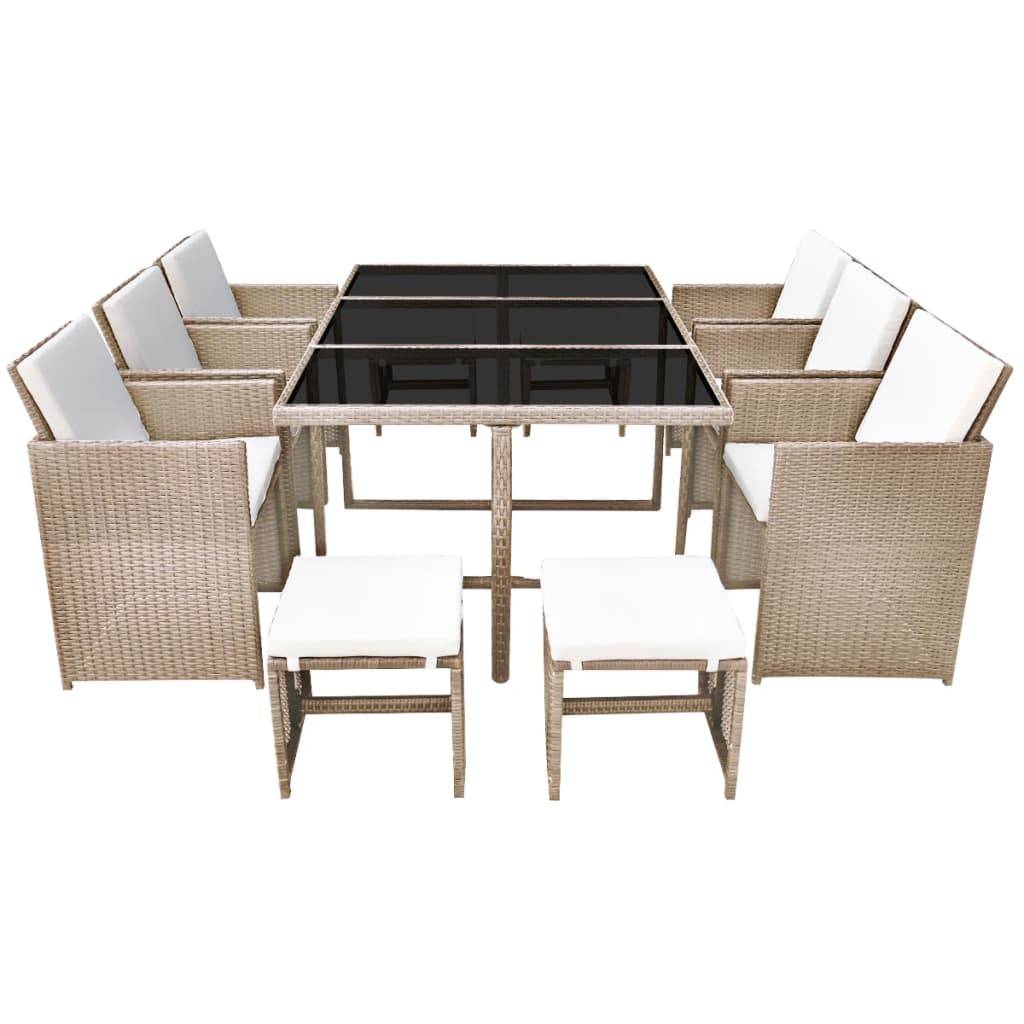 Vidaxl - Ensemble à manger d’extérieur et coussins 11 pcs Résine tressée vidaXL 42557 - Imagen 4