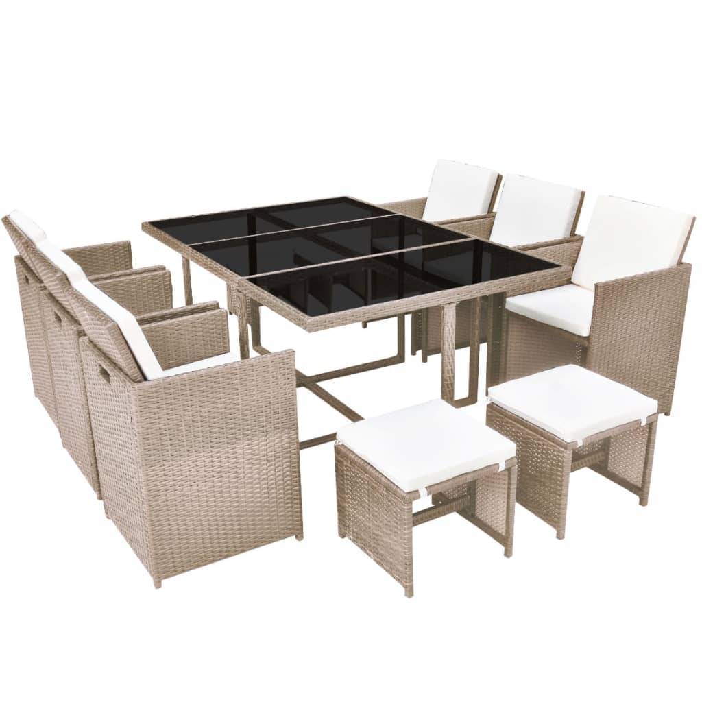 Vidaxl - Ensemble à manger d’extérieur et coussins 11 pcs Résine tressée vidaXL 42557 - Imagen 2
