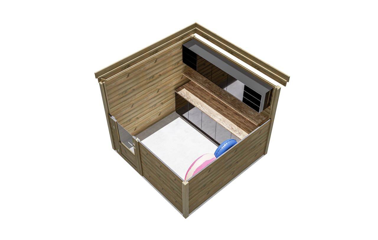 ABRI DE JARDIN bois  autoclave 27mm - 2,64x2,64m / 7m2 - Bac acier - Abri Français - Image 5
