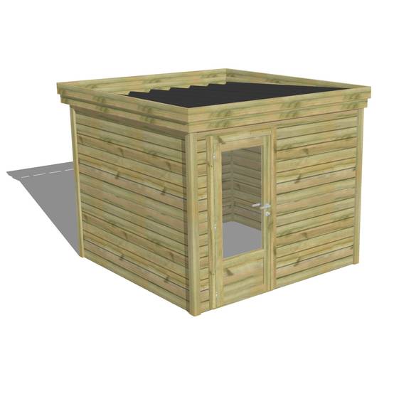 ABRI DE JARDIN bois autoclave 27mm - 2,64x2,64m / 7m2 - Bac acier - Abri Français - Image 1