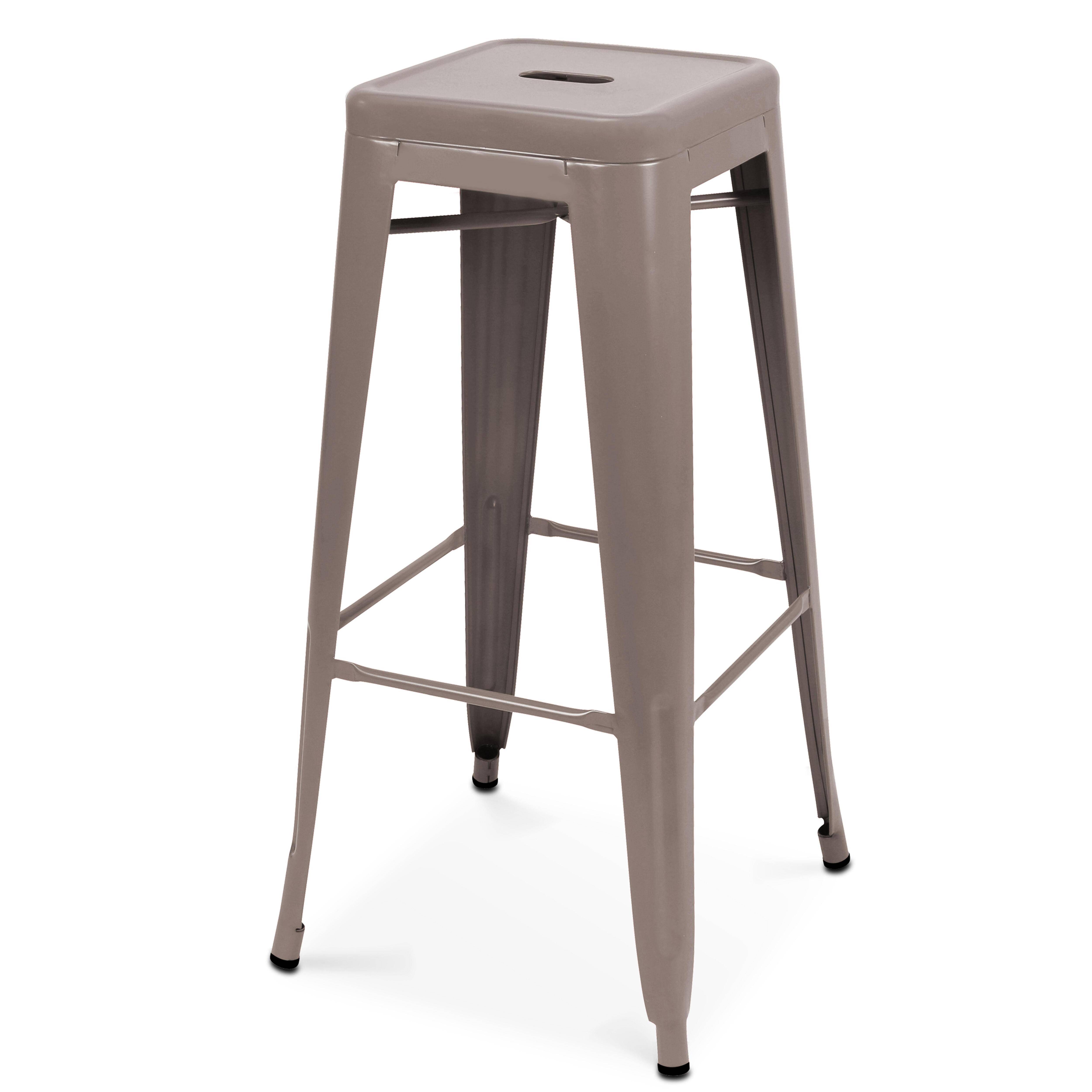 Oviala - Tabouret de bar en métal mat taupe Indus - Oviala - Imagen 1