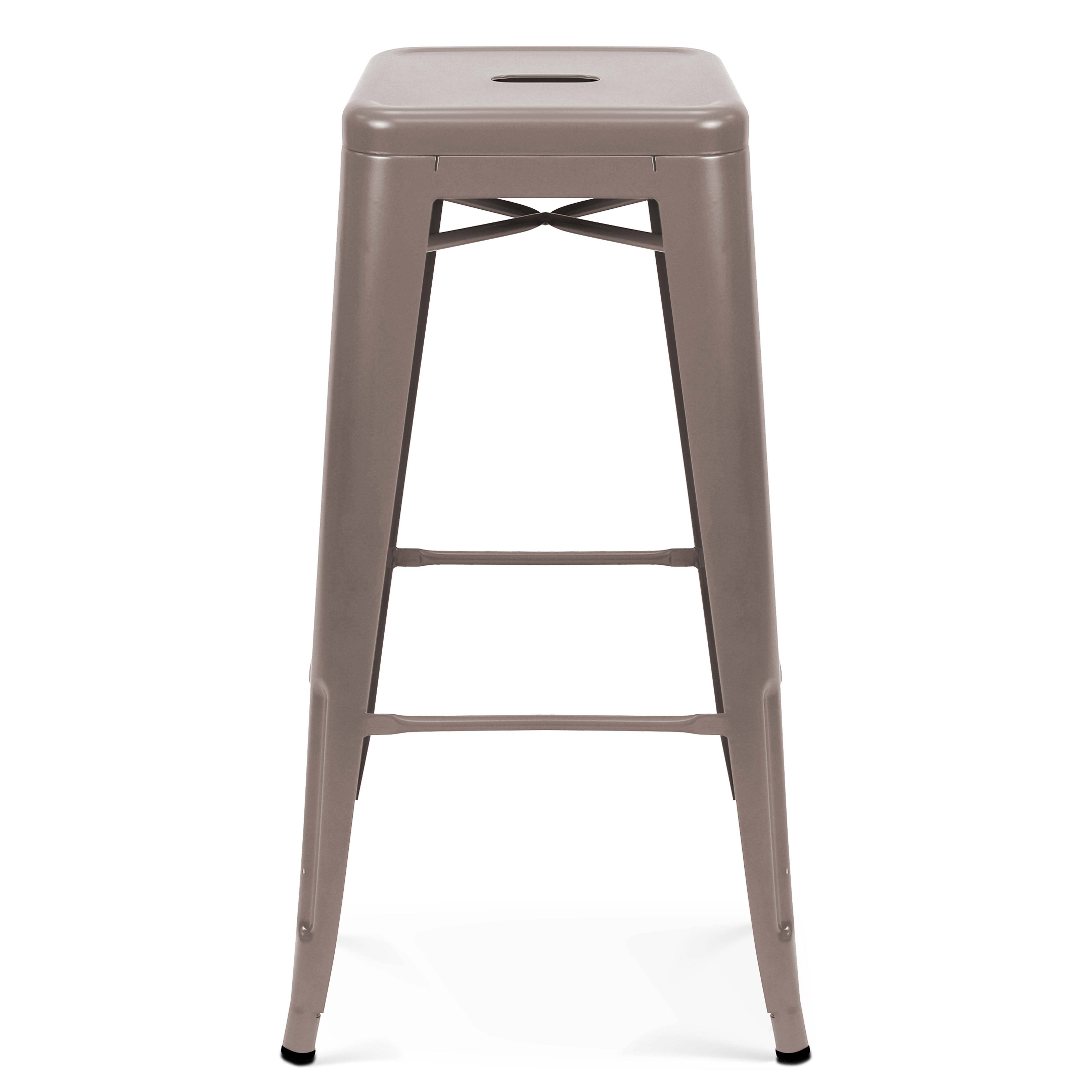 Oviala - Tabouret de bar en métal mat taupe Indus - Oviala - Imagen 2