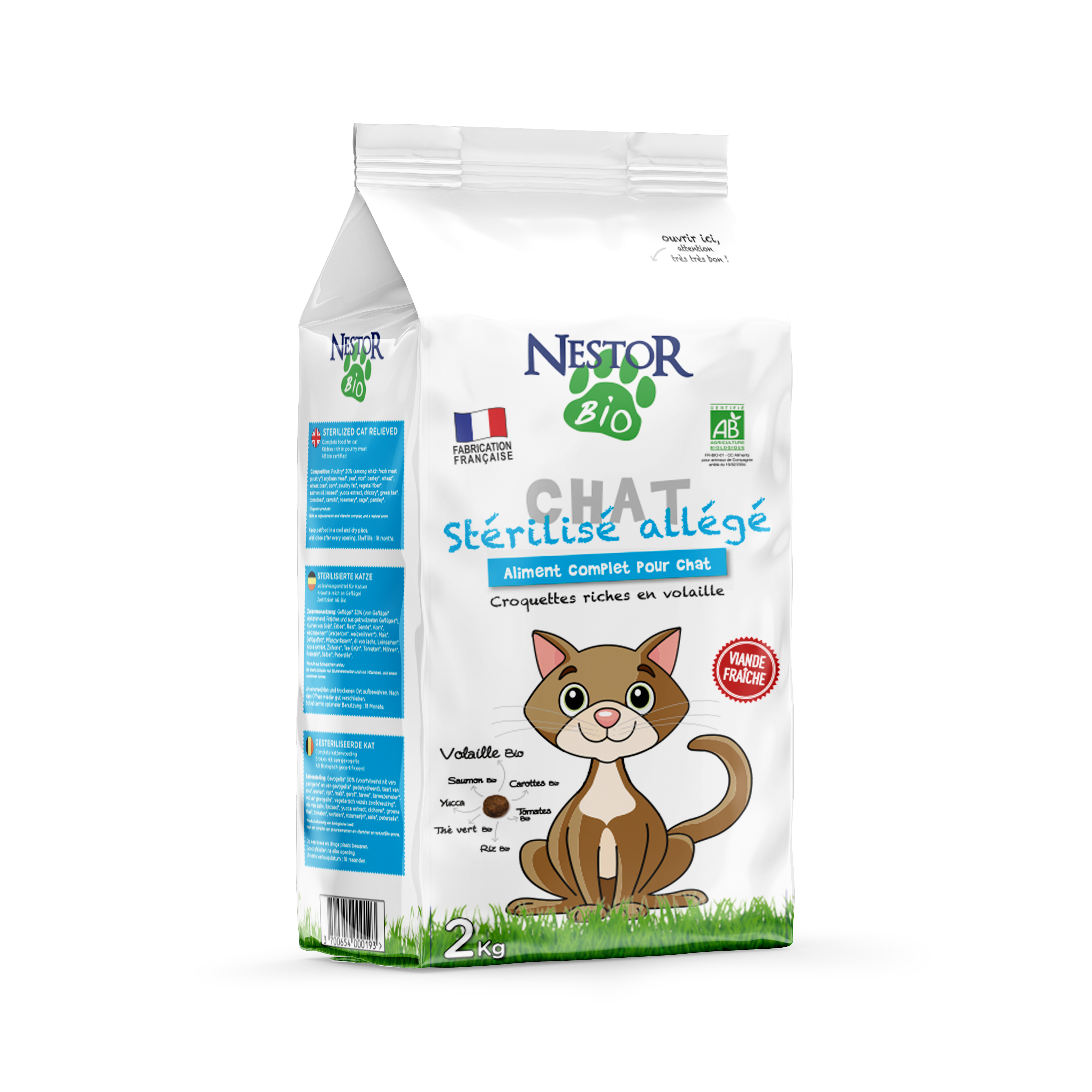Nestor - Croquettes Bio à la Volaille pour Chat Stérilisé - Imagen 1
